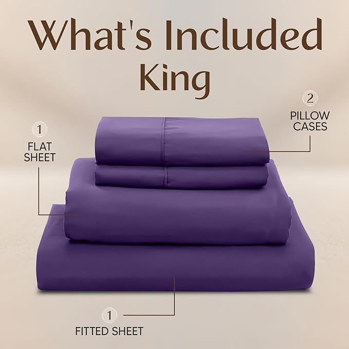 Utopia Bedding King Size Sheet Set – 4 Piece Bed Sheets, Soft and Breathable - Image 3