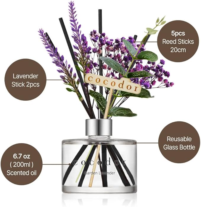 COCODOR Lavender Reed Diffuser/White Jasmine/6.7oz/1Pack / Home Fragrance Scent - Image 3