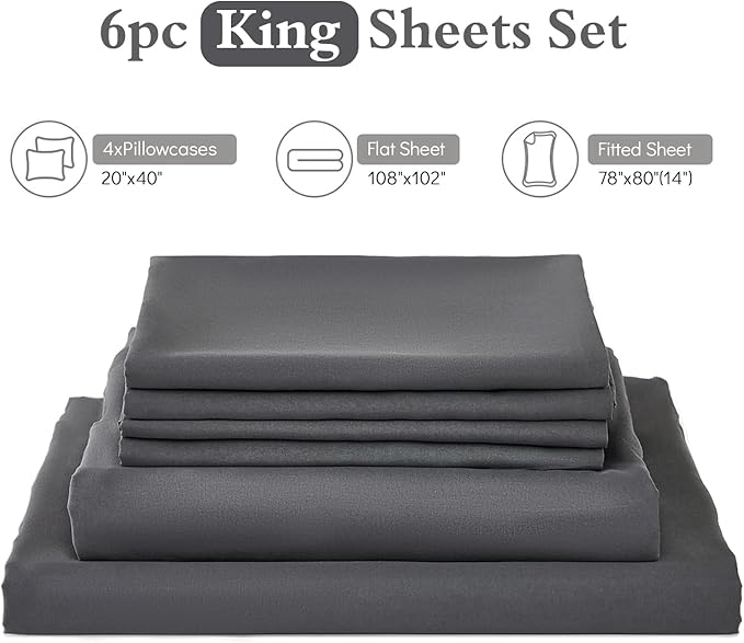 ILAVANDE King Size Sheets Set 6 Piece, Hotel Luxury Super Soft 1800 Series - Image 7