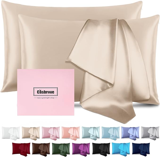 Silk Pillow Cases 2 Pack Mulberry Silk Pillow Cases Soft Breathable Both Sided by Casbrove