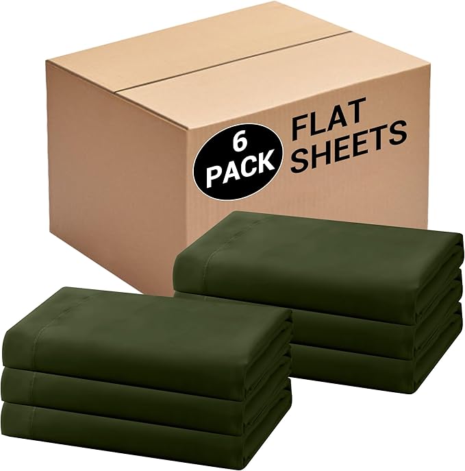 Bulk Twin Flat Sheets Only, 6 Pack Quick Sort Top Bed Sheet, Color-Coded Label by Culve