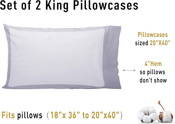 Sunflower King Pillowcases Set of 2, 100% Cotton King Size Pillow Cases 2 - Image 8