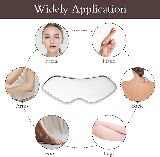 Guasha Tool for Face, Stainless Steel Metal Gua Sha Facial Tools for Body - Image 6