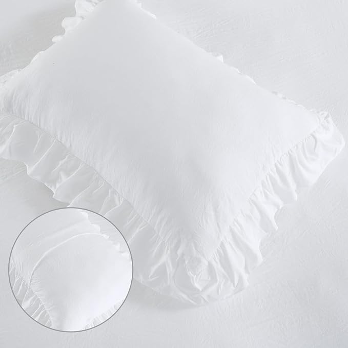 White Ruffled Duvet Cover Twin, 68x90 in - Image 6