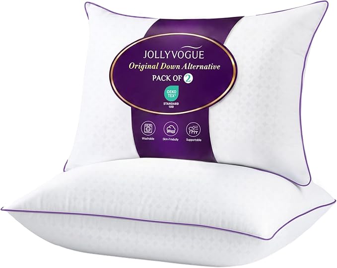 JOLLYVOGUE Pillows King Size Set of 2, Washable Supportive Bed Pillows by JOLLYVOGUE
