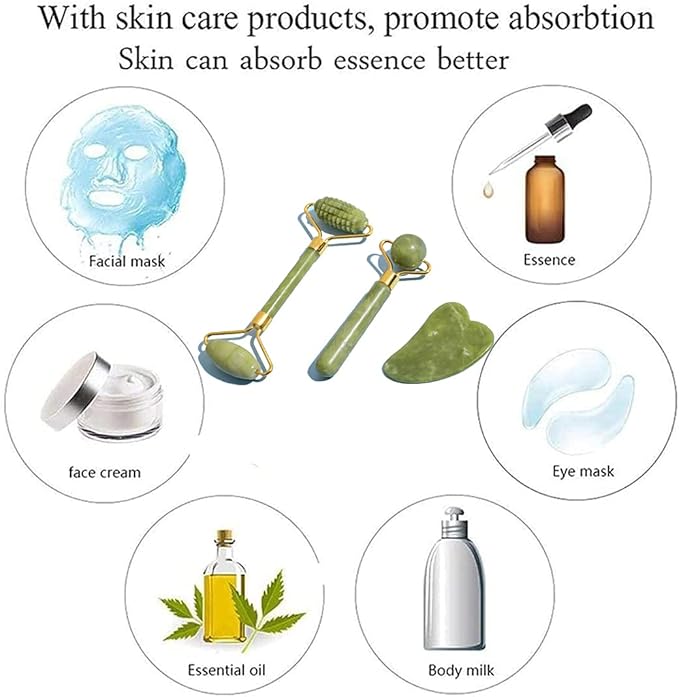3 in 1 Jade Roller & Gua Sha Set - Image 3