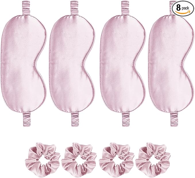 Satin Eye Mask 8Pcs Silk Sleep Masks Silky Blindfold Eyeshade Blackout Eyes by WJingYiJia