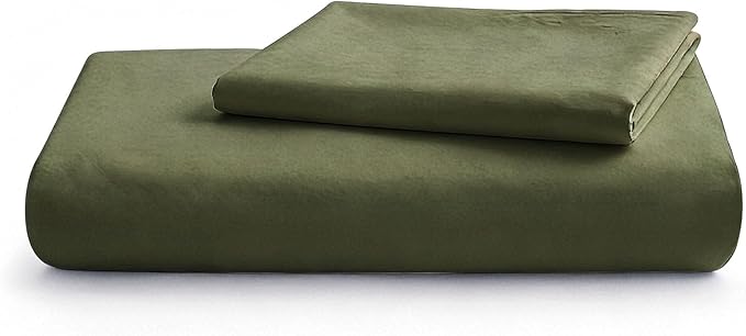 LOVQUE Olive Green Cotton Duvet Cover Twin Size, Linen Like Natural Bedding Set - Image 7