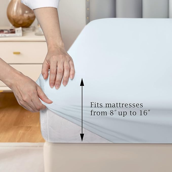 FreshCulture Pure Cotton Fitted Sheets Twin Size, 300 Thread Count Percale - Image 3