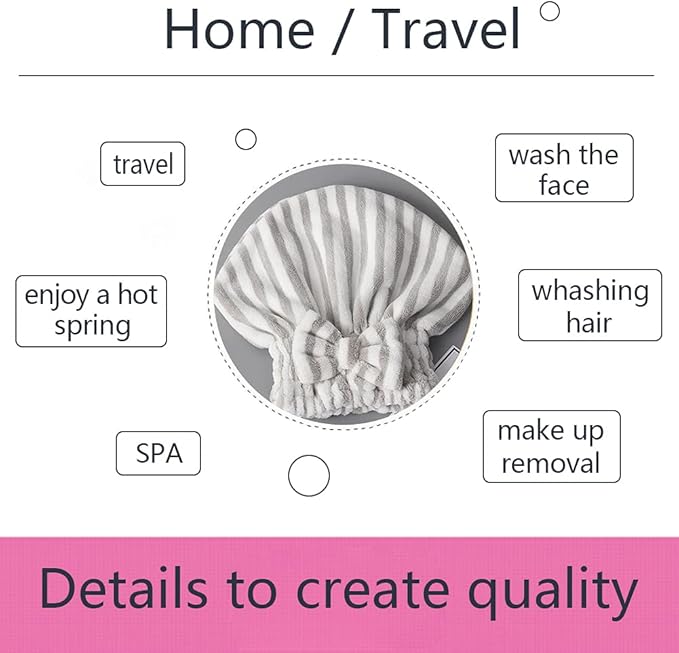 Microfiber Hair Towel Cap, Soft Absorbent Quick Drying Cap - Image 5