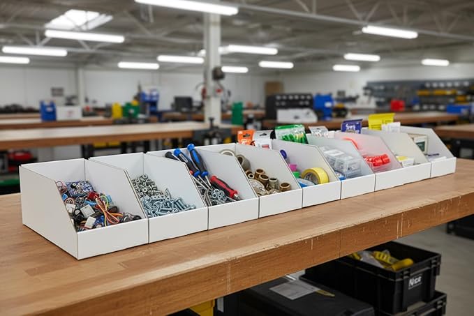 Hudson Exchange 6x12x5.5" (25 Pack) Corrugated Parts Bin Box For Storage & Organization, White