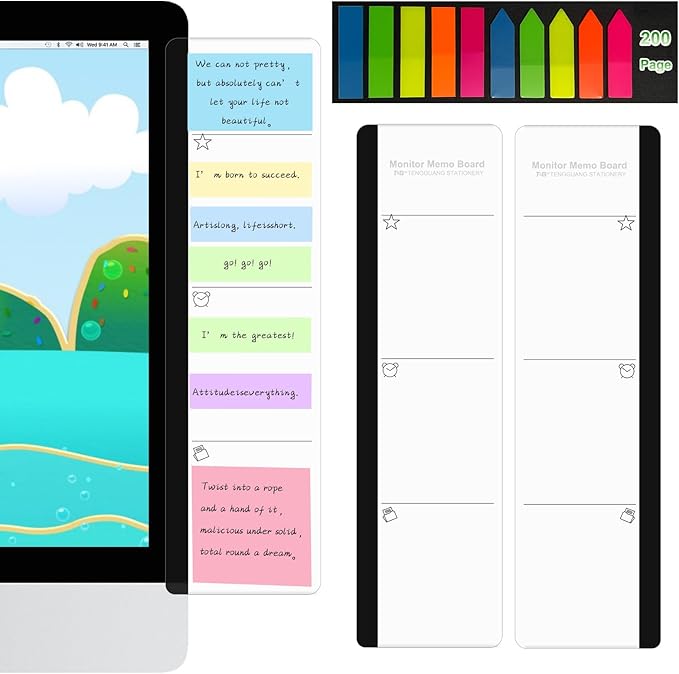 2pcs Office Desk Accessories Monitor Memo Board Computer Message Board Office Supplies for Women Men Computer Sticky Note Holder Home Desktop Message Office Decor (Function Monitor Memo Board)