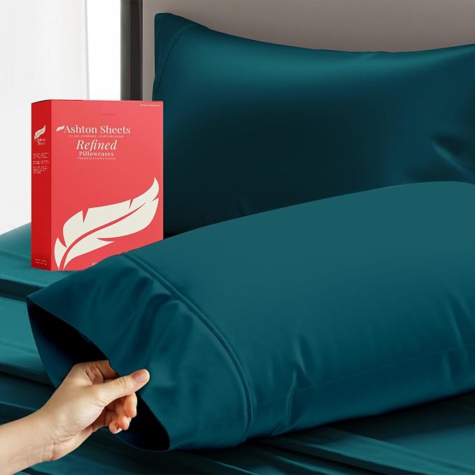 100% Egyptian Cotton Queen/Standard Pillow Cases Set of 2 by AshtonSheets