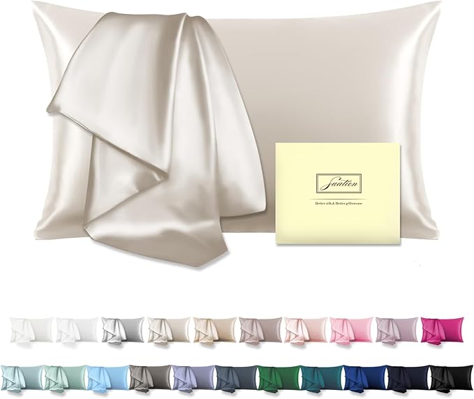 Mulberry Silk Pillowcase for Hair and Skin Standard Size 20"X 26" Pillow Case by Suatien