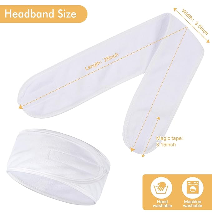 SINLAND Spa Headband for Women 3 Counts Adjustable Makeup Hair Band - Image 5