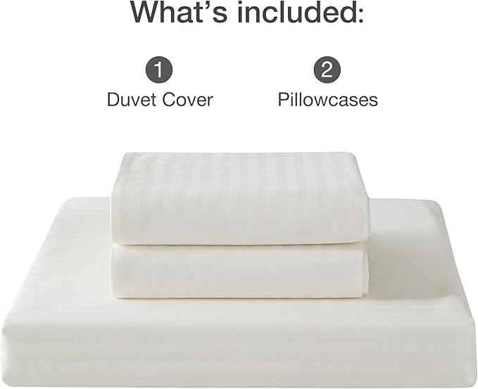 JELLYMONI 100% Natural Cotton 3pcs Striped Duvet Cover Sets, Satin Striped - Image 8