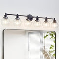 6-Light Bathroom Light Fixture Black Vanity Lights Over Mirror Modern Wall by Zqoyn
