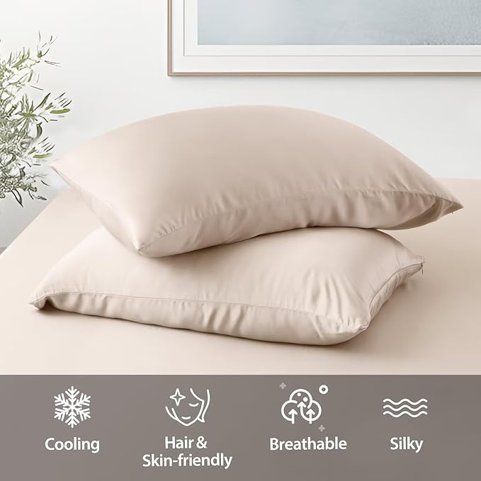 4 Pack Cooling Pillow Cases, Viscose Derived from Bamboo Pillow Protectors - Image 5