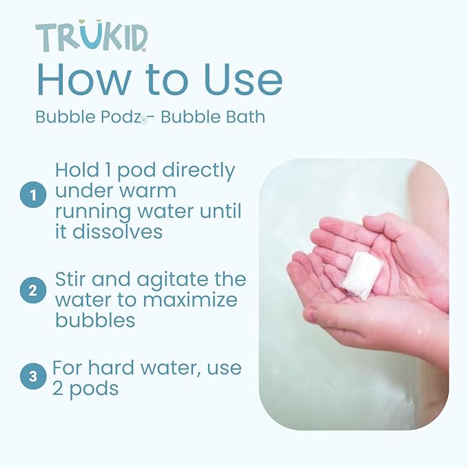 TruKid Bubble Podz Bubble Bath for Kids, & Babies, NEA-Accepted for Eczema - Image 3