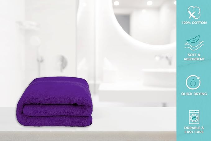 Large Bath Towels Pack of 6 – 24" x 50", 100% Cotton Terry – Soft, Quick-Dry & - Image 7