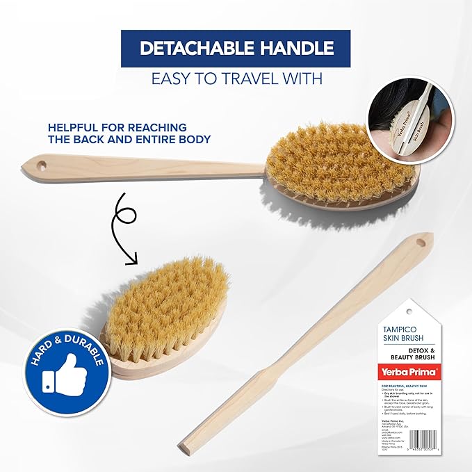Yerba Prima Tampico Skin Brush for Exfoliation, Dry Brushing, and Blood - Image 4
