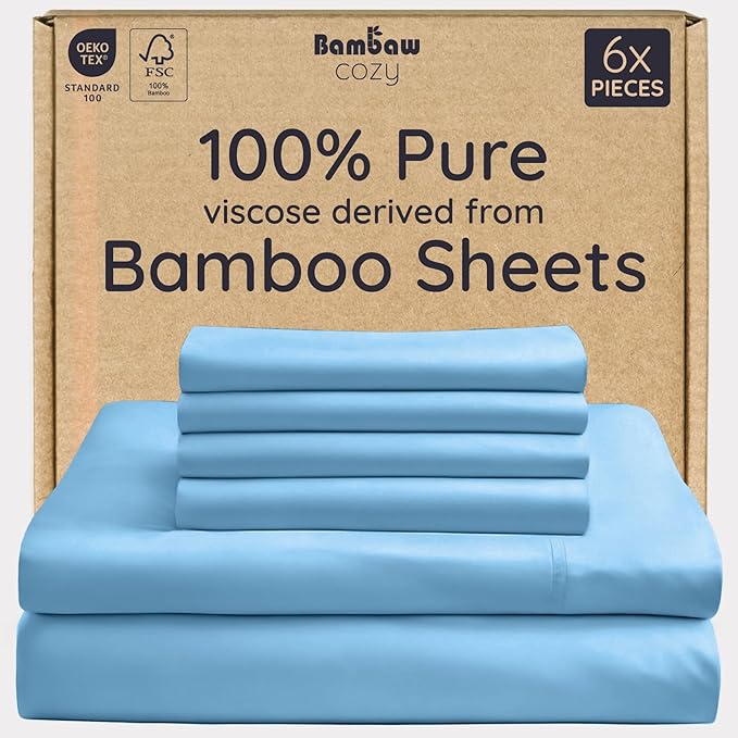 Bambaw 100% Viscose Derived from Bamboo Sheets King Size – 6pcs King Cooling by Bambaw