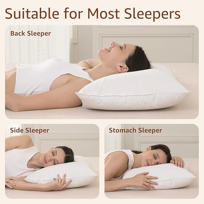 Luxury Feathers Down Pillow Standard Size, Hotel Quality Fluffy Bed Pillow - Image 3
