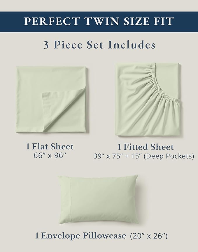 LANE LINEN 100% Organic Cotton Twin Sheets, Soft & Comfy Percale Weave - Image 4
