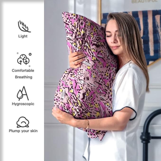 Mulberry Silk Pillowcase for Hair and Skin Standard Size Leopard Print Pillow - Image 5