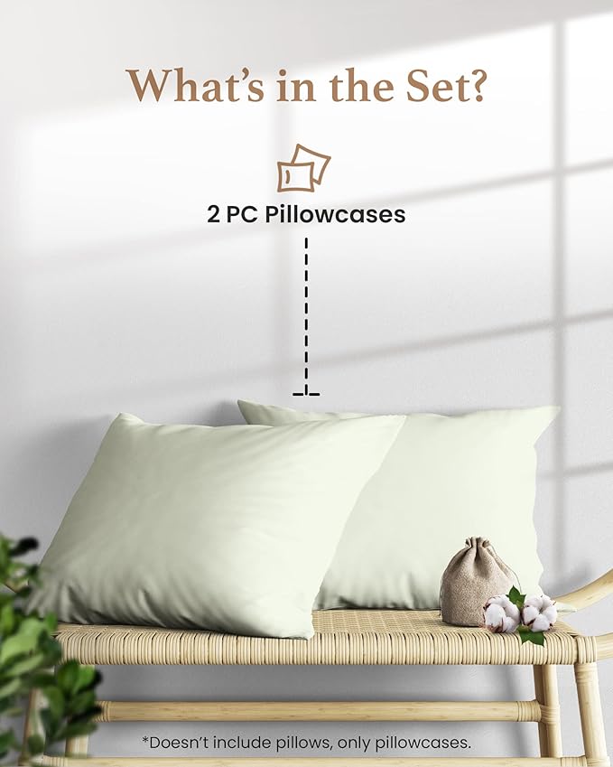1000 TC Sage King Pillowcases Set of 2 100% Egyptian Cotton Pillow Cases - Image 2