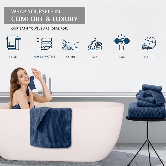 Bath Towel Set 4 Piece Oversized Bath Sheet 35"x70”Extra Large Bath Towel Soft - Image 6