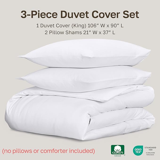 California Design Den 3 Pc White King Duvet Cover Set - Image 5