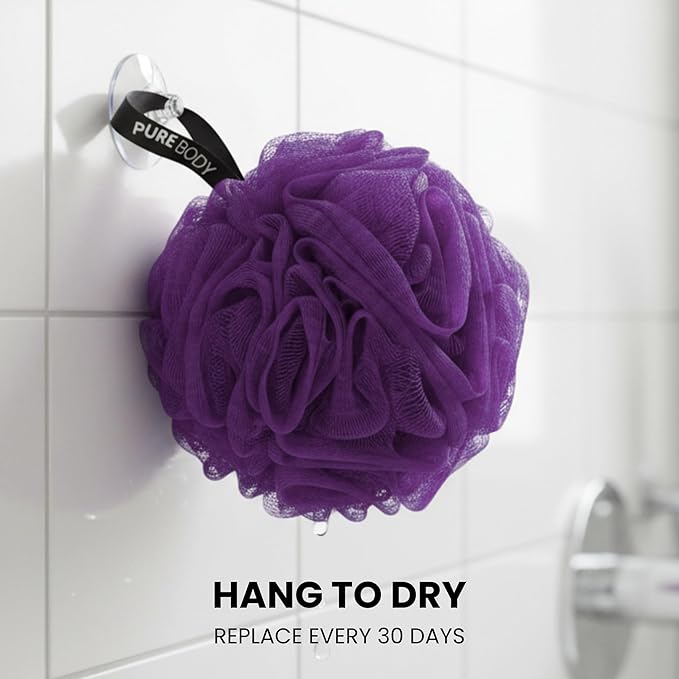 Large Purple Bath Sponge Pack of 3 – Gentle Exfoliation Loofahs - Image 2