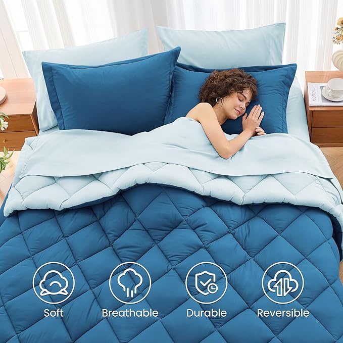 MUXHOMO 7 Pieces Full Comforter Set, Reversible Bed in a Bag Full Size - Image 6