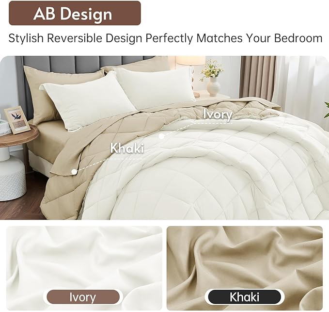 MUXHOMO 7 Pieces King Comforter Set, Reversible Bed in a Bag King Size - Image 3
