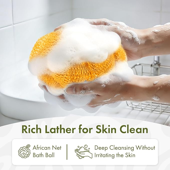 Bathway Loofah Bath Sponge, 2 Pack African Net Sponge Authentic, Exfoliating - Image 2