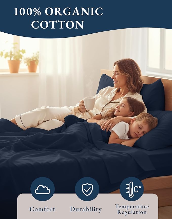 LANE LINEN 100% Organic Cotton Mercerized Twin XL Sheet Set, Reinforced Seams - Image 6