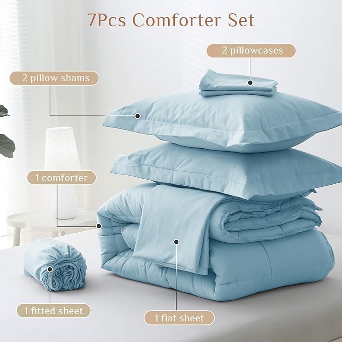 JOLLYVOGUE Queen Comforter Set, Ultra-Soft Bed in a Bag Queen Size 7 Pieces - Image 5