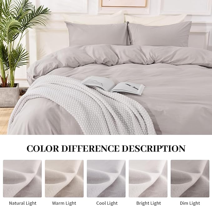 NEXHOME PRO Duvet Cover Queen Size, 100% Washed Cotton Orgnic Linen Like - Image 7
