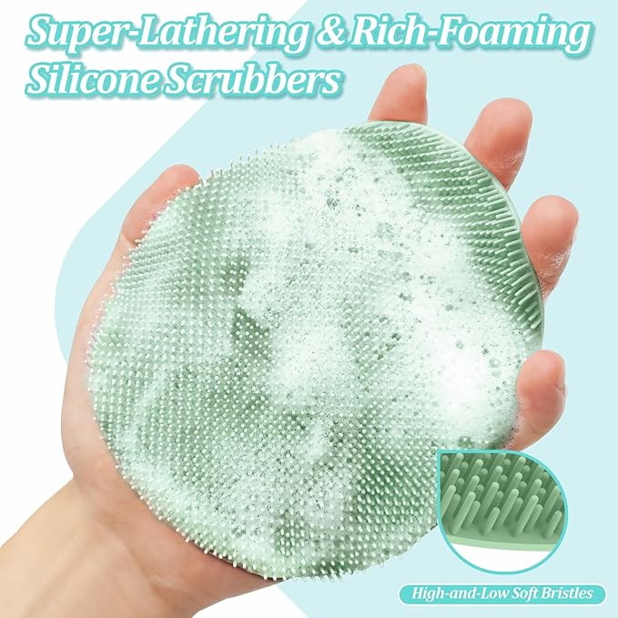 New Silicone Body Scrubber 4PCS, 360° Anti-Slip & Enlarged Exfoliating Bath - Image 4