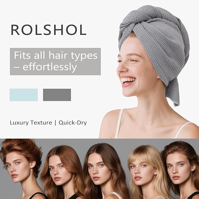 ROLSHOL 2 Pack Microfiber Hair Towel Wrap - Image 6