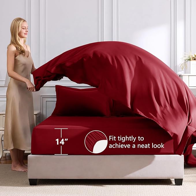 CozyLux Full Size Comforter Sets Dark Red - Image 5