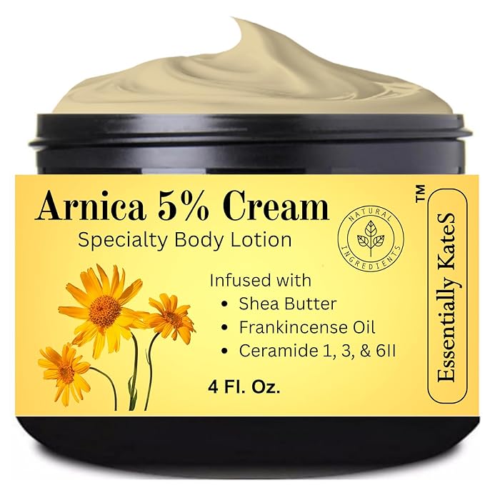 Essentially KateS Arnica 5% Cream Lotion 4 Fl Oz – Frankincense Oil, Shea Butter by EssentiallyKateS