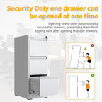 Reegangfa 3 Drawer File Cabinet with Lock, 18" D Metal Vertical Filing Cabinets, Steel File Storage Cabinets for Home Office, Hanging A4 Legal/Letter Size Narrow File Cabinet, Assembly Required