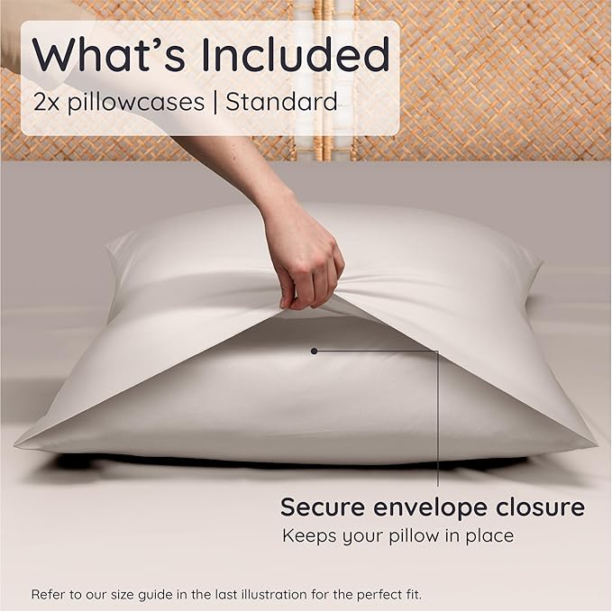 Bambaw 100% Viscose Derived from Bamboo Pillowcase Standard Size – Set of 2 - Image 2
