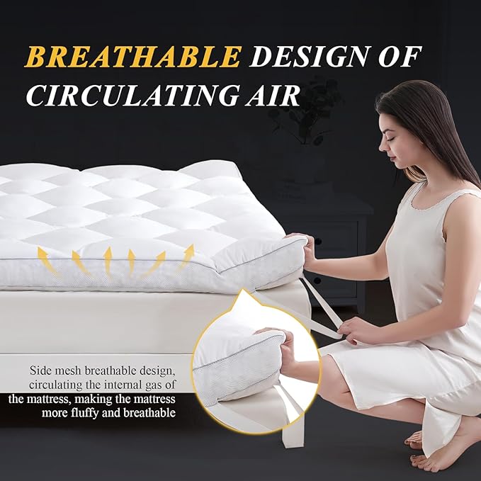 DOWNCOOL 3 Inch Twin Mattress Topper, Ultra Thick and Fluffy Supportive Memory - Image 2