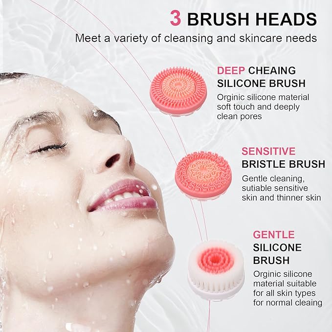 Facial Cleansing Brush, Waterproof Dual-Rotation Face Scrubber Exfoliator - Image 4