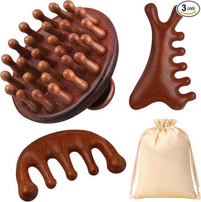 ProSuites 3 Pcs Wooden Head Scalp Massager Comb, Head Massage Tool by ProSuites