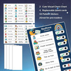 2PCS Magnetic Visual Chore Chart for Kids, Schedule Checklist for Kids, Kids to Do Task (1 Morning Checklist Boards, 1 Bedtime Checklist Boards) (Blue)