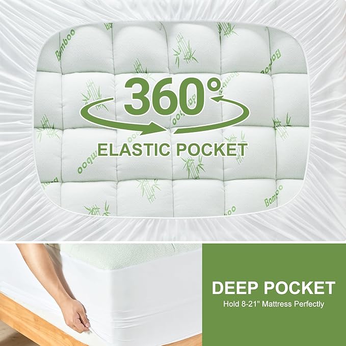 California King Size Mattress Topper Viscose Derived from Bamboo, Soft Thick - Image 6
